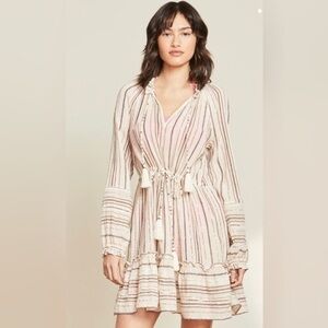 Veronica Beard Danica Dress Large Striped Natural Multi Metallic Beach Cover Up